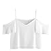 Produktbild Damen Tops Strene Loveso Frauen Reizend Trägerlose Schulterfrei Blumenmuster Kurzarm Bluse Tops T-Shirt ((Größe):34 (S), Weiß 4)