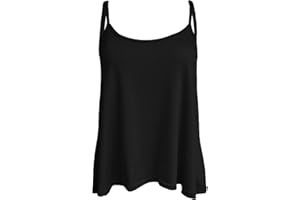 CRAZY FASHION Womens Ladies Plus Size Cami Plain Neon Strappy Swing Vest Top Flared Sleeveless Tops for Women UK 8-26