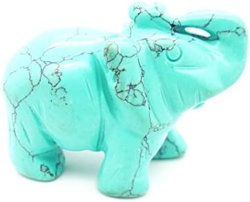 tanglz Elephant Carved Turquoise Stone Natural Stone Body Well-Being 50 mm FREE DELIVERY