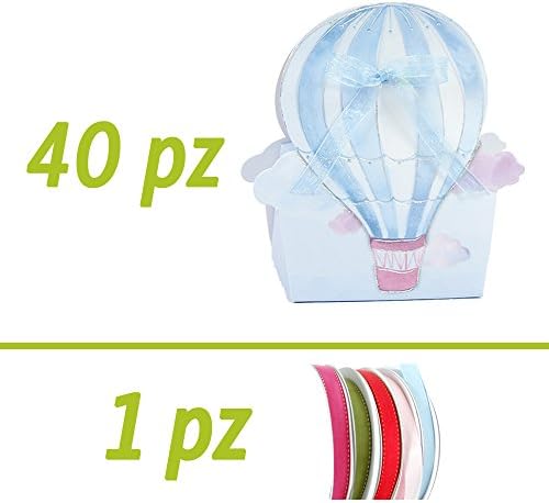 Splitting DIY Wedding Favours Kit | Birth or Christening Baby | Free Blue Hot Air Balloon | Pack of 40 | 50 MT BOX OF TAPE