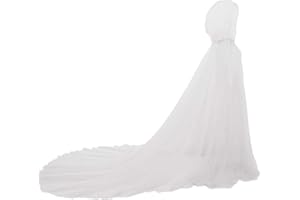 GRACEART Ślubny płaszcz z kapturem peleryna długi tył ślub tiulowy elf szlafrok kaplica welon mantylla