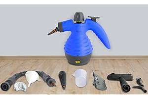 Alivio Handheld Pressurized Steam Cleaner, 350ml Steamer for Cleaning, 10 in1 Set Steamer for Car Detailing, Multi-Purpose for Kitchen, Sofa, Home, Bathroom, Upholstery, Floor Steamer (Blue)