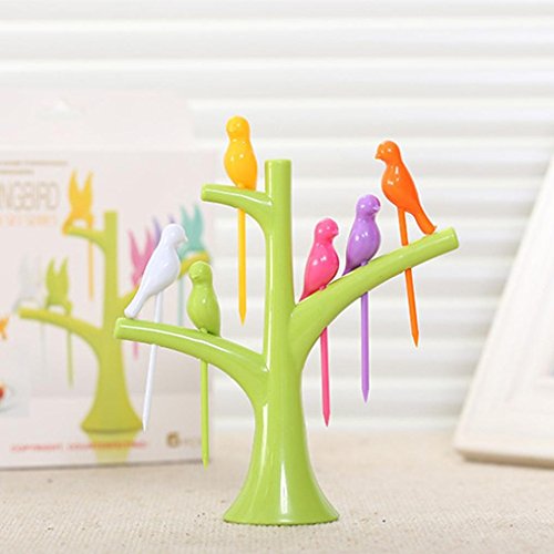 Hunpta Birdie Fruit Fork Birds On The Tree Dessert Cake Dinnerware Party Cocktail (Green)