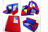 Spielsofa 4in1 Kindersofa Spielmatraze für das Kinderzimmer Spielpolster Softsofa blau/rot Puzzle Kinderzimmersofa Spieltisch Kindermöbel