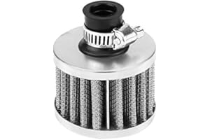 YOSOO HEALTH GEAR Car Breather Filter, 13mm Universal Clamp-On Motorcycle Air Filter, Crankcase Breather Filter Mini Cold Air Intake Filter for Scooter ATV Dirt Pit Bike Motorcycle(Silver)