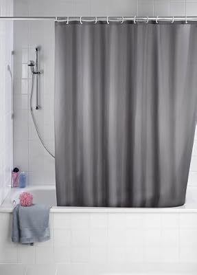Wenko 20044100 Rideau de Douche en Textile Gris Anti Moisissure 180x200 cm