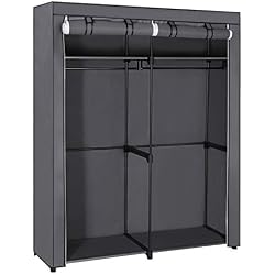 SONGMICS Armoire de Rangement, Penderie Portable avec Barre de Suspension, Porte-vêtements Pliable, Vestiaire, Chambre, Salle d'étude, 140 x 43 x 174 cm, Gris RYG02GY