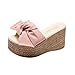 Produktbild Damen Sandalen, Sonnena Mode Damen Sommer Hoch Absatz Bowknot Sandalen Frauen Casual Dick Unterseite Sandalen Schuhe Outdoor Flachform Wedges Hausschuhe Flip Flops (39, Sexy Rose)