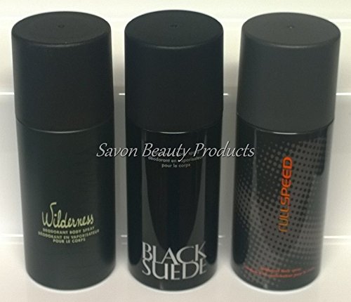 Avon Men's Fragranced Deodorant Body Spray Available in Black Suede Wilderness Full Speed