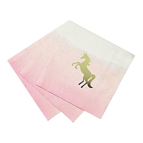 Talking Tables UNICORN-CNAPKIN Cocktail Serviette mit Goldfolie DETAIL, 10 ", 16Pk, Pappe, Mehrfarben, 1.5 x 12.5 x 15 cm