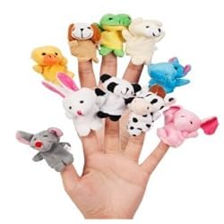Image Children's Cartoon Animal Finger Puppets Plush Toys - Set of 10