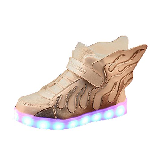 Gaorui Little Big Kids Boys Girls LED Light Trainers Breathable Mesh Luminous Sport Running Dance Shoes Wings USB Charging Birthday Christmas Gifts