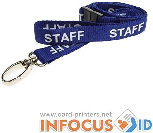 100 x Royal Blue Staff Lanyards with Metal Chrome Lobster Clips for ID Cards