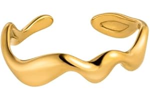Purelei® Abstract Wave Ring - Fidget – Damenring aus langlebigem Edelstahl – Wasserfeste Ringe – in verstellbarer Größen erhältlich von 52-56 - Damenschmuck