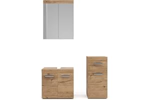 Vicco set mobili bagno Luna, Rovere, 3 parti, con armadio midi