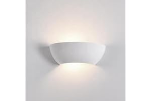 Partenopea® Applique in Gesso Bianco verniciabile Lampada da Parete per muro design moderno per Lampadine Attacco R7S (NON INCLUSA) arredo casa locali bar ristoranti (Curvo bombato biemissione)