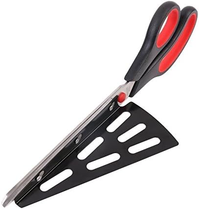 Pizza Scissors, Stainless Steel Pizza Cutter, 11 inch pizza knife with Detachable Spatula, Kitchen Tools, Red