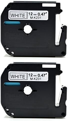 Eseller Direct® - 2 x Compatible Label Tape Replacement MK231 M-K231 for Brother P-Touch PT-70HK - 12mm wide x 8m Length ( 2 Black on White )