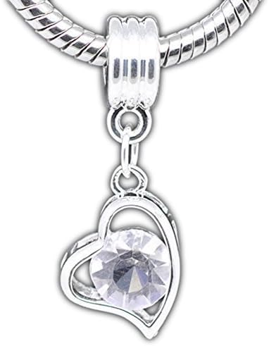 Ladies/21620/Rhinestone Heart Dangle 31mm White as European Jewelry Module/ELEMENT TRAILER