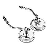 Estilo: espejo redondo NICOLIE Par Redondo 3Inch Motocicleta Espejos Negro para Harley Davidson Ryca-Silver