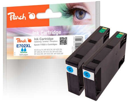 Peach Pi 200-342 Cartouche d'Encre Cyan pour Epson (T7022 Lot de 2)