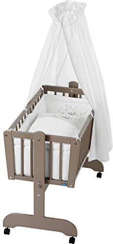 Preisvergleich Produktbild Alvi Pendelwiege Sina Buche Taupe,Inklusive Himmelst. und Vliesmatr. Traumschaf 40x90cm