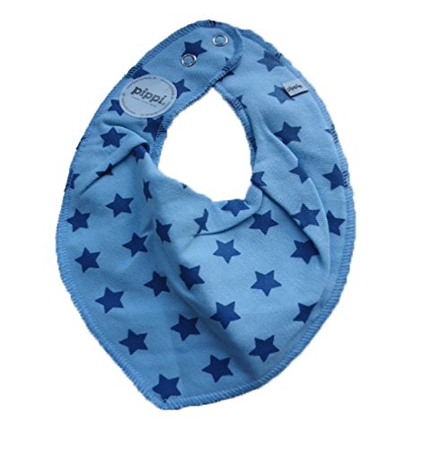 Pippi 2er Set Baby Dreieckstuch Halstuch Lätzchen uni blau & hellblau mit STERNE - 2