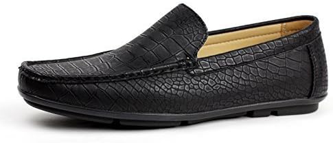 Mens Slip On Crocodile Pattern Loafers Driving Shoes Casual Smart Moccasin Style UKSize (UK 11/EU 45, Black)