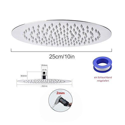 ieGeek 10 Zoll Regendusche Einbauduschköpfe Edelstahl Duschkopf Regenbrause Brausekopf aus Edelstahl mit Anti-Kalk-Düsen poliert Spiegeleffekt hochglänzend - 4