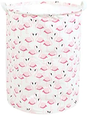 ZedtomSweet Pink Laundry Storage Basket Fabric Large Bag Pop up Collapsible Bin Basket with Rope Handle Washing Cloths Storage