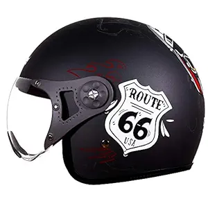 Steelbird SB-40 DOT Certified Route66 ABS Material Shell Open Face Helmet with Clear Visor (X-Large 620 mm, Matt Metallic Grey)