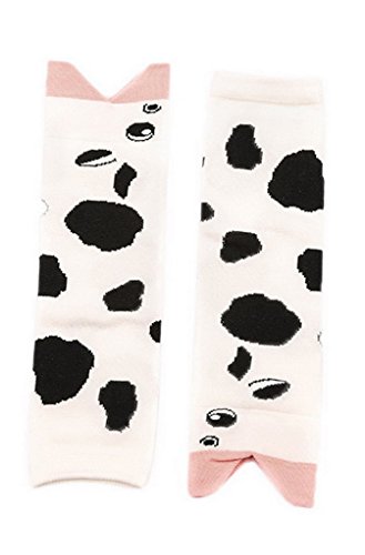 La Vogue 2pcs Girls Cartoon Prints Knitted Leg Warmers Cow One Size