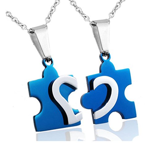 Jstyle Edelstahl verliebte Puzzle Anhänger Paareanhänger Freundschaft Anhänger mit 55cm Halskette für Liebe