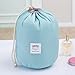 HOYOFO Large Capacity Waterproof Drawstring Cosmetic Travel Pouch Wash Bag Organizer Holder,Blue