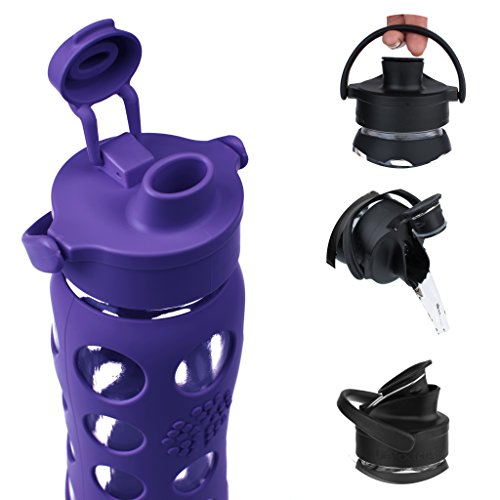 Lifefactory 16339 Glas-Trinkflasche, Flip Top Cap, royal lila, 650 ml, 6,5 x 6,5 x 27 cm - 2
