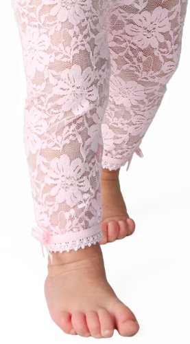 Baby Girl Lacy Leggings - Satin Bows - Gift Pouch - Baby Emporio - 12-18 Months - Pink