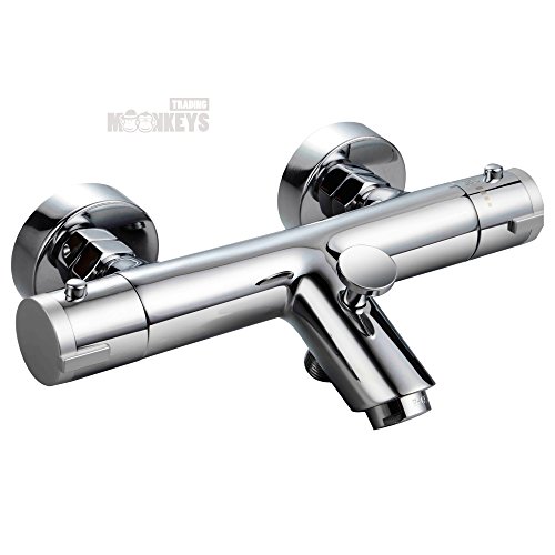 Thermostat Wannen Armatur Mischbatterie Dusche und Bad mit ECO Wasserspar-Funktion und Brauseschlauchanschluss