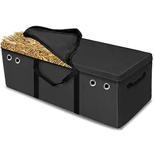 TOKSKS Hay Bale Bag, Zipper Large Storage Hay Bale Carry Bag,Black