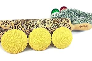 GIVRE - Rouleaux à Pâtisserie Gravé | Rouleau à Pâtisserie Pour Décorer les Biscuits de Noël et la Céramique par Algis Crafts