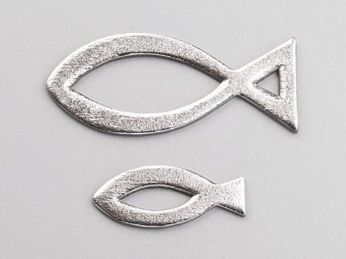 Streuer Holz, Fische sortiert, silber, 5+3 cm, 24 Stück