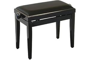 PIANELLI Piano Bench Matte Black Real Leather Upholstery Piano Stool Piano Chair