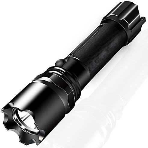 Nenfy - Rechargeable Self-protect Outdoor Lights Professional Torch Flashlight 800 Lumens LED Spotlight Ultra Light Super Bright 3 Modes Strong/Medium/Flashing Anti-slip Hand Held Flashlight-Camping Hiking Clibing Riding
