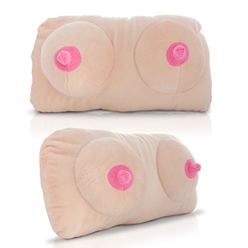 VENKON – Plüsch Dekokissen „Die Möpse“ Kissen in ausgefallener Busen Optik – 42 x 24 x 17 cm - 3