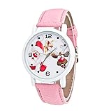 Lucky mall Weihnachtsuhr des Alten Mannes, Weihnachtselternleder-Uhr Analoge Quarzuhr