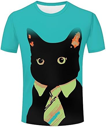 qianyishop Mens 3D Printed Casual T-Shirts Cartoon Gentleman Black Cat Graphic Crewneck Short Sleeve Couple Tees XXL