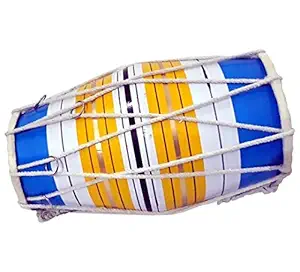 APEX MUSICALS BABY SIZE Dholak 13 inch WOODEN DHOLAK DRUM ROPE RING MULTI COLOR