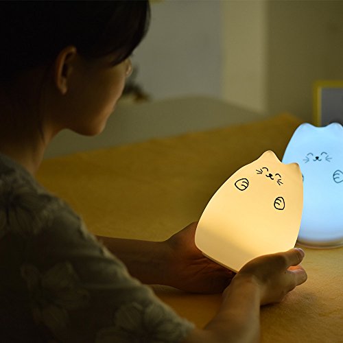 LED Kind Nachtlicht Katze Silikon 7 Farben Sensitive Berührungssteuerung für Baby Schlafzimmer - 7