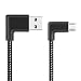Produktbild Micro USB Kabel Winkelstecker geknickt 90 Grad kompaktes Datenkabel 2m Schwarz geflochtenes Ladekabel robustes Nylon 2A Schnellladekabel für Android Smartphone, Samsung Galaxy, LG, Huawei, HTC, Kindle