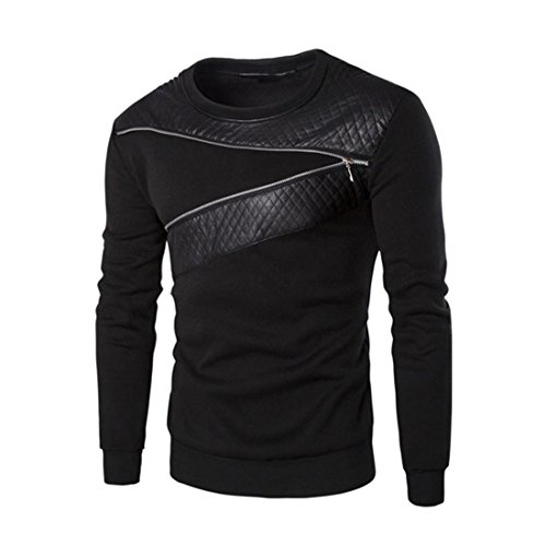 Preisvergleich Produktbild Herren Sweatshirt Btruely Herbst Winter Männer Slim Sweatshirt Casual Warm Spleißen Outwear Jacket (M, Schwarz)