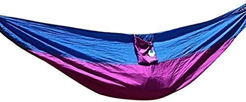 Travel Camping Outdoor Parachute Nylon Fabric Two Person Hammock Swing (purple+blue)
